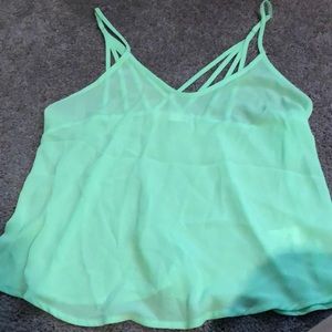 Lush lime green sheer tank top.